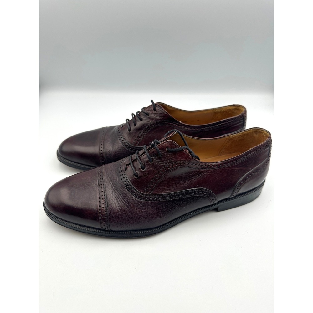 Mezlan Florence Oxford Derby Dress Shoes Mens 10 Brown Leather Brogue Cap Toe - Picture 2 of 12